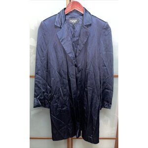 Laundry By Shelli Segal Vintage 90s Navy Satin Long Suit Blazer Jacket Size 4